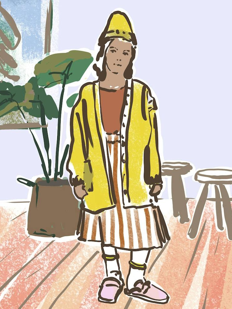 Girl In A Yellow Coat square