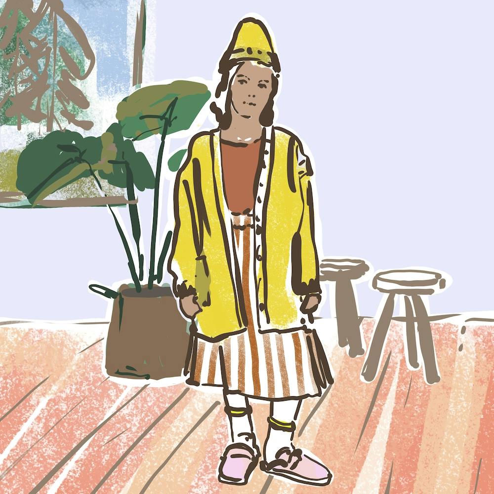 Girl In A Yellow Coat square