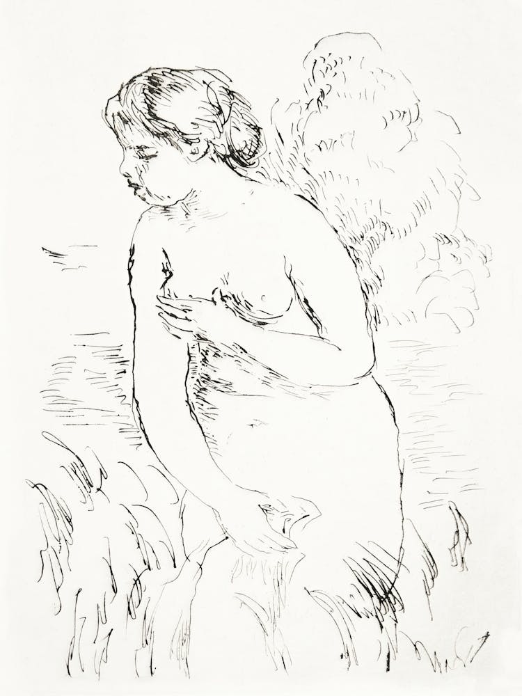 Standing Bather, Down To The Knees, Pierre Auguste Renoir