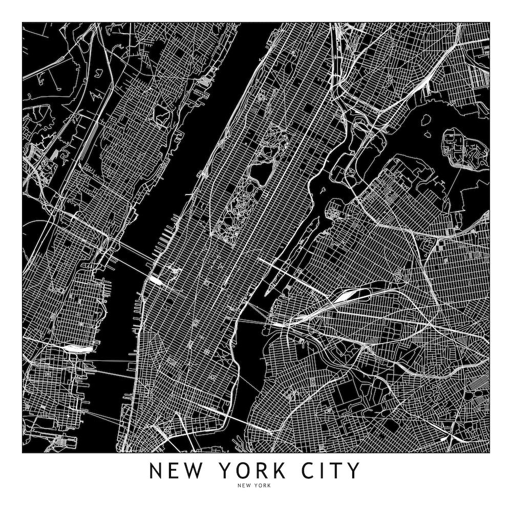 New York City Black And White Map Square