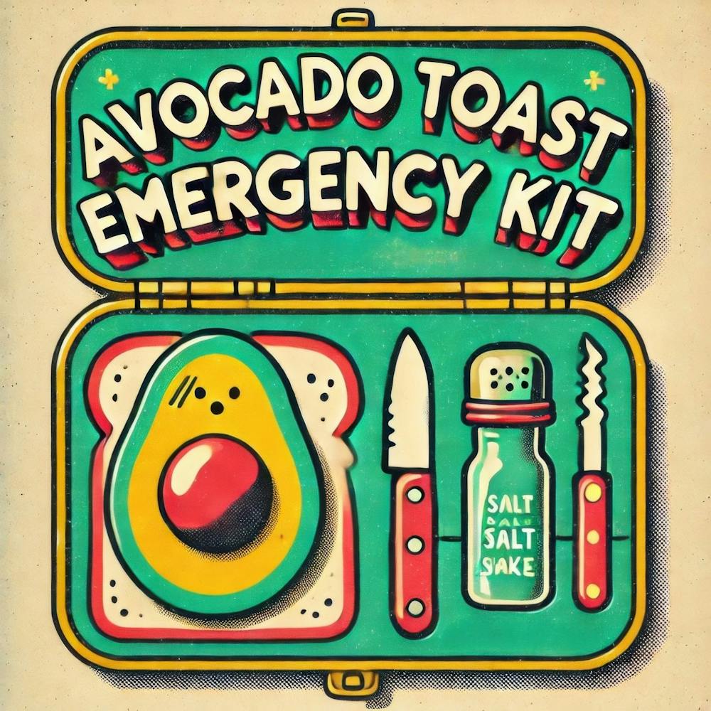 Avocado Toast Emergency Kit. Kitschy Kitchen Art Series