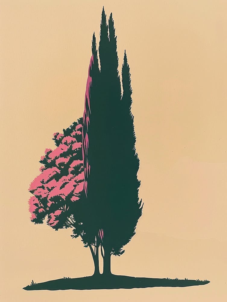 Cypress Tree Colourful Illustration 2