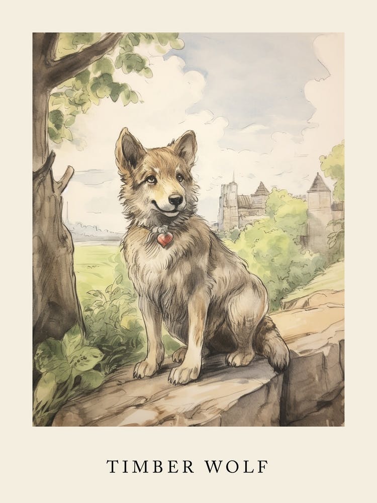 Beatrix Potter Inspired  Animal Watercolour Timber Wolf 3