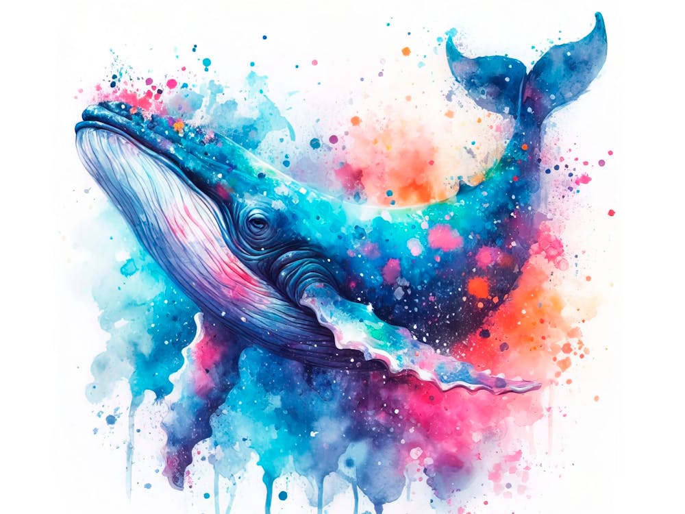 Whale Watercolor Painting