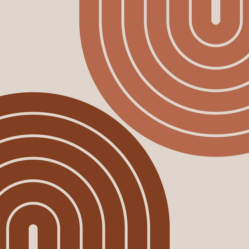 Midcentury Modern Geometric Rainbow Ivxii In Rich Brown And Mahogany With Cream 02