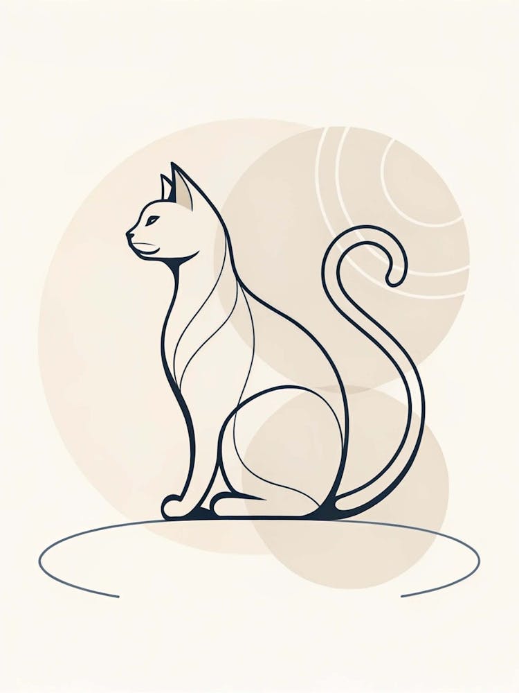 Cat Sitting On A Circle