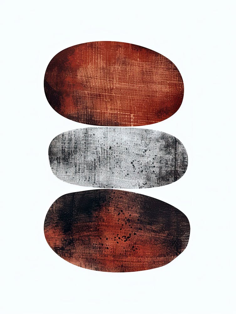 'Three Red Ovals' - Minimalist Bauhaus