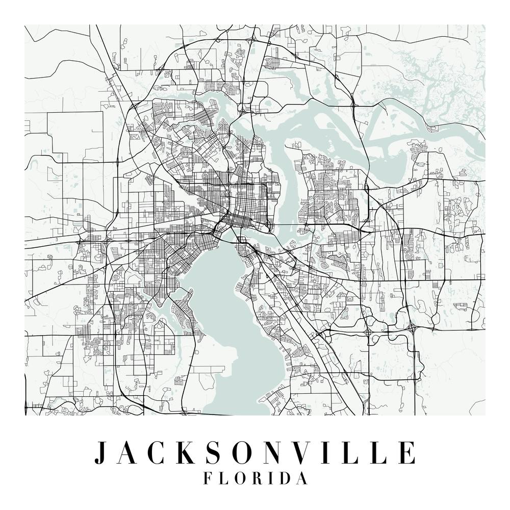 Jacksonville Florida Street Map Minimal Color Square
