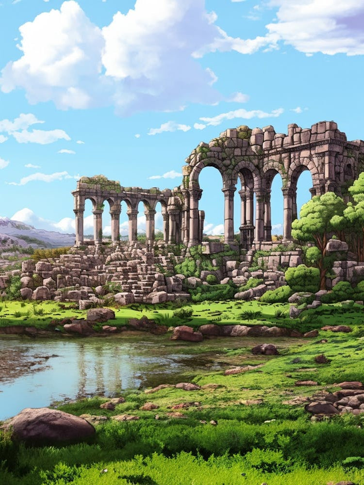 Perge Ancient City Modern Pixel Art 1