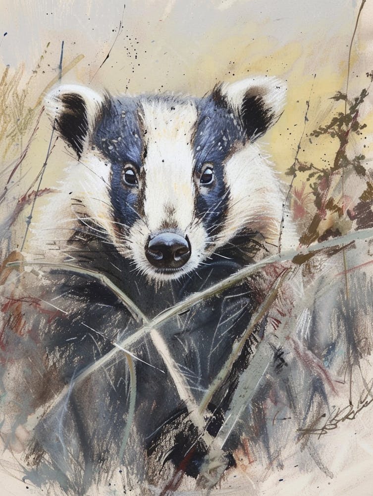 Badger Pastel Watercolour 1