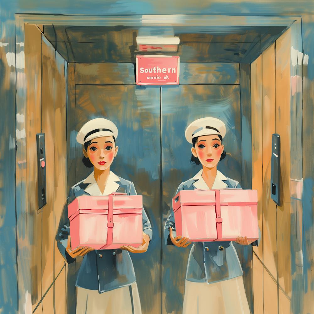 Two Women In An Elevator 1