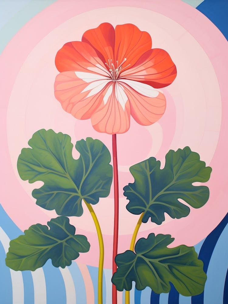 Geranium 3 Hilma Af Klint Inspired Pastel Flower Painting