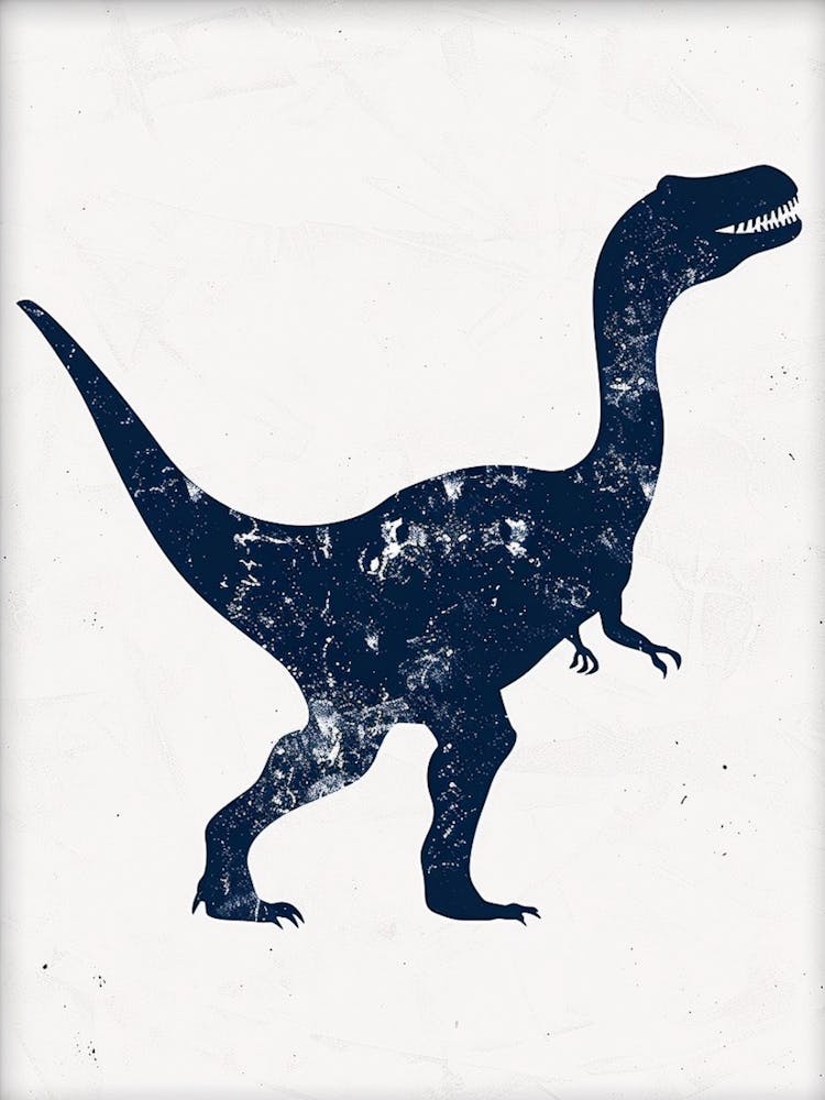 Navy Blue Textured Dinosaur Silhouette 2