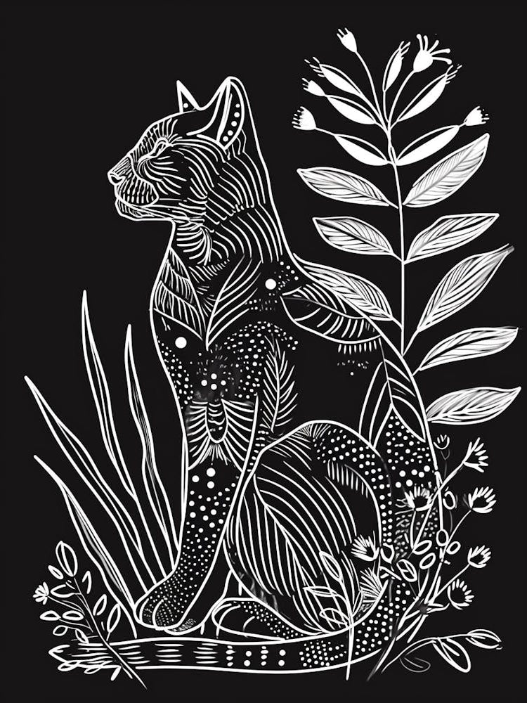 Savannah Cat Minimalist Illustration 3