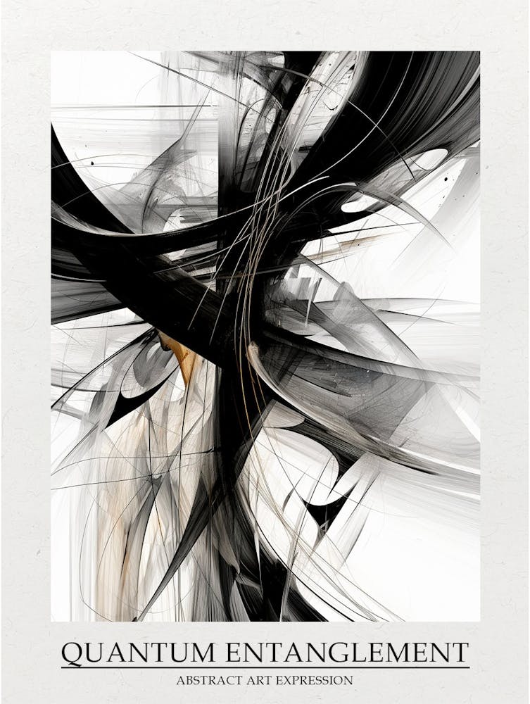 Quantum Entanglement Abstract Black And White 6 Poster