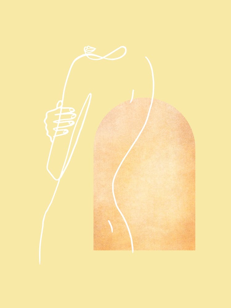 Line Art Woman Hiding Back Pose Pastel