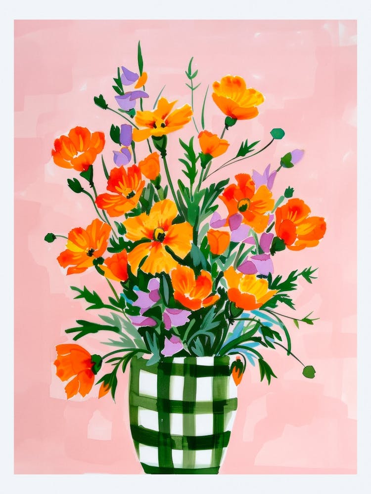 Flowers In A Vase. Watercolor illustration