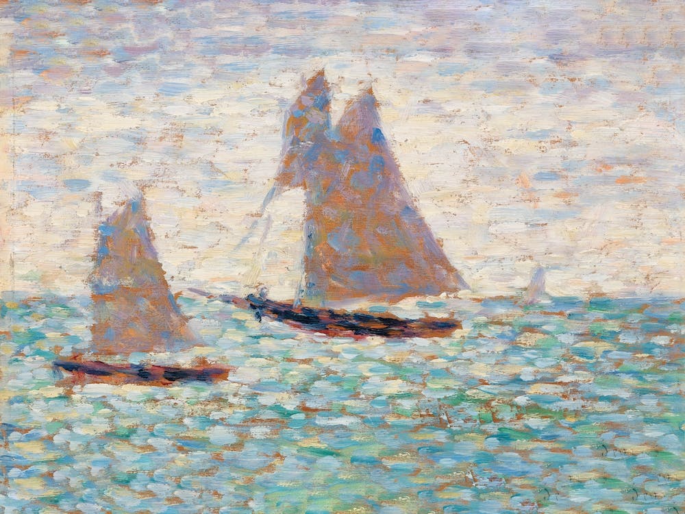 Two Sailboats At Grandcamp, Georges Seurat
