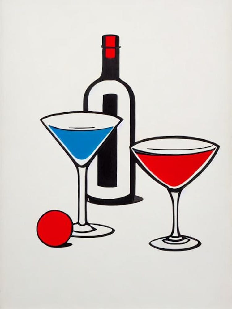 Bubblegum MCocktail Poster artini Picasso Strichzeichnung Cocktail-Poster