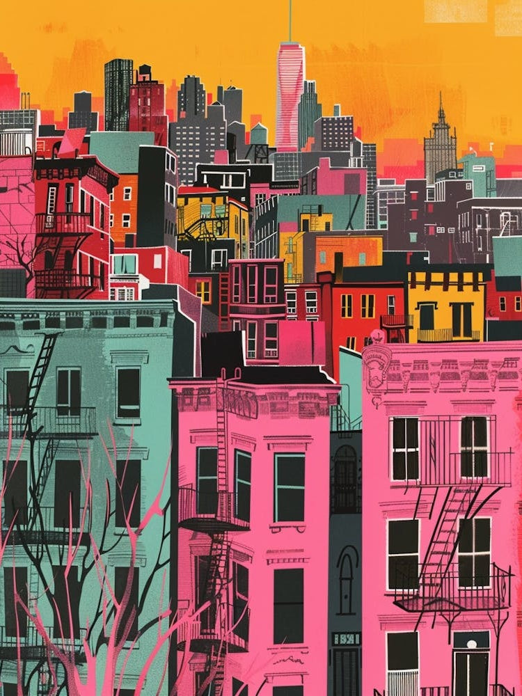 Harlem New York Colourful Silkscreen Illustration 4