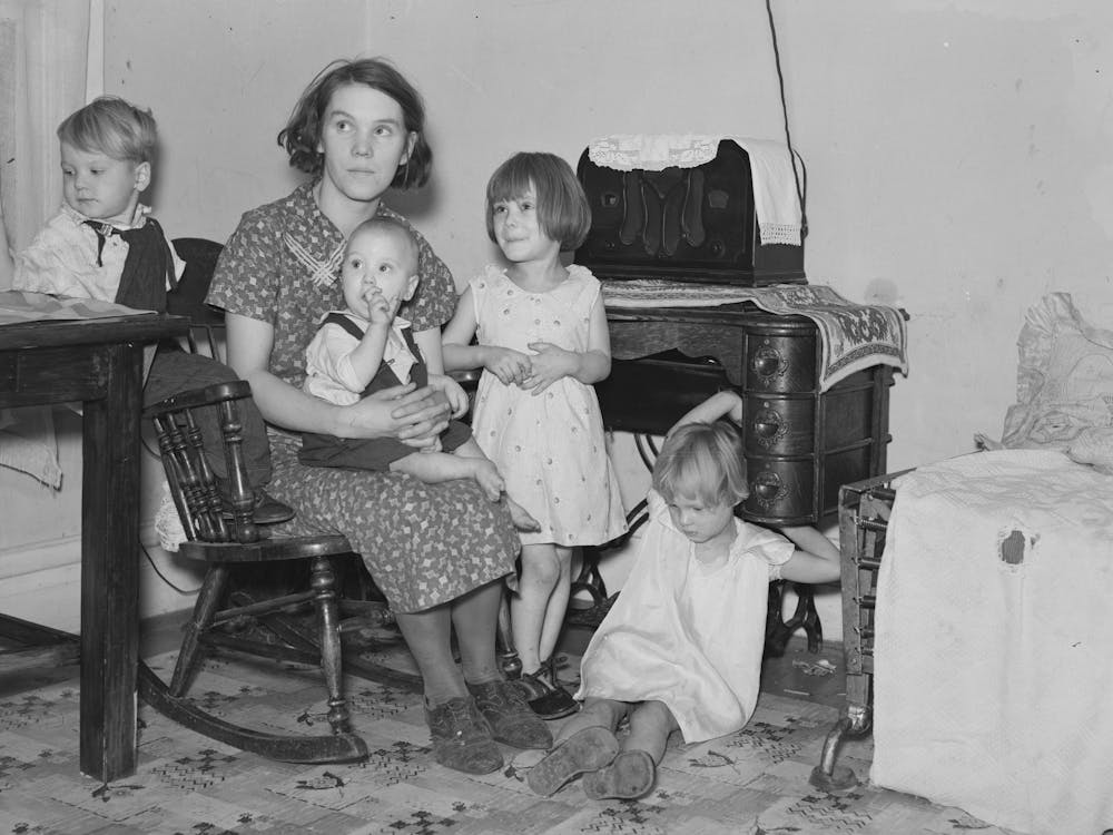 Mrs, Shotbang With Her Four Children She Delivered Herself, Husband Broke His Foot Early This Spring, About Time Baby