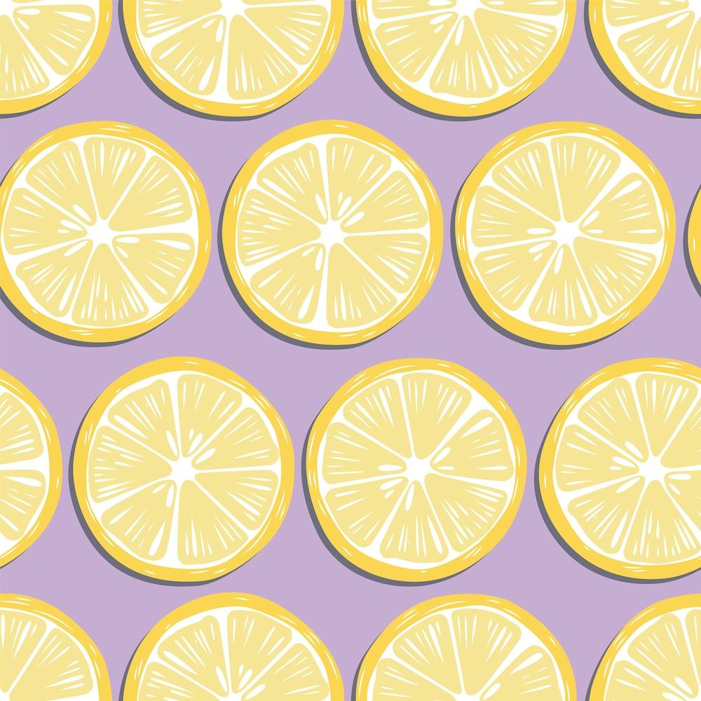 Lemon Slices On Light Purple Pattern Square