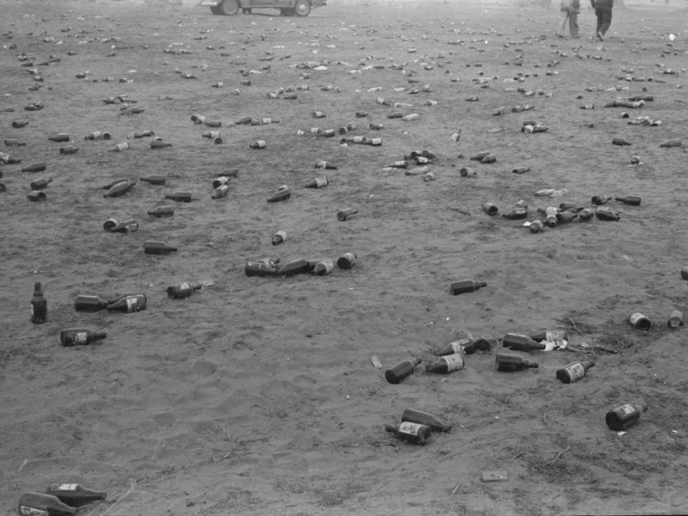 Empty Beer Bottles After Celebration Party At The Umatilla Ordnance Depot, Hermiston, Oregon By Russell Lee