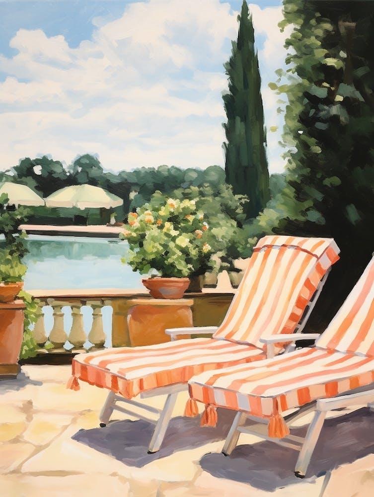 Sun Lounger By The Pool In Padua Italy