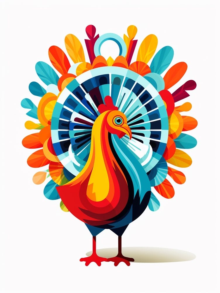 Colourful Geometric Bird Turkey 2