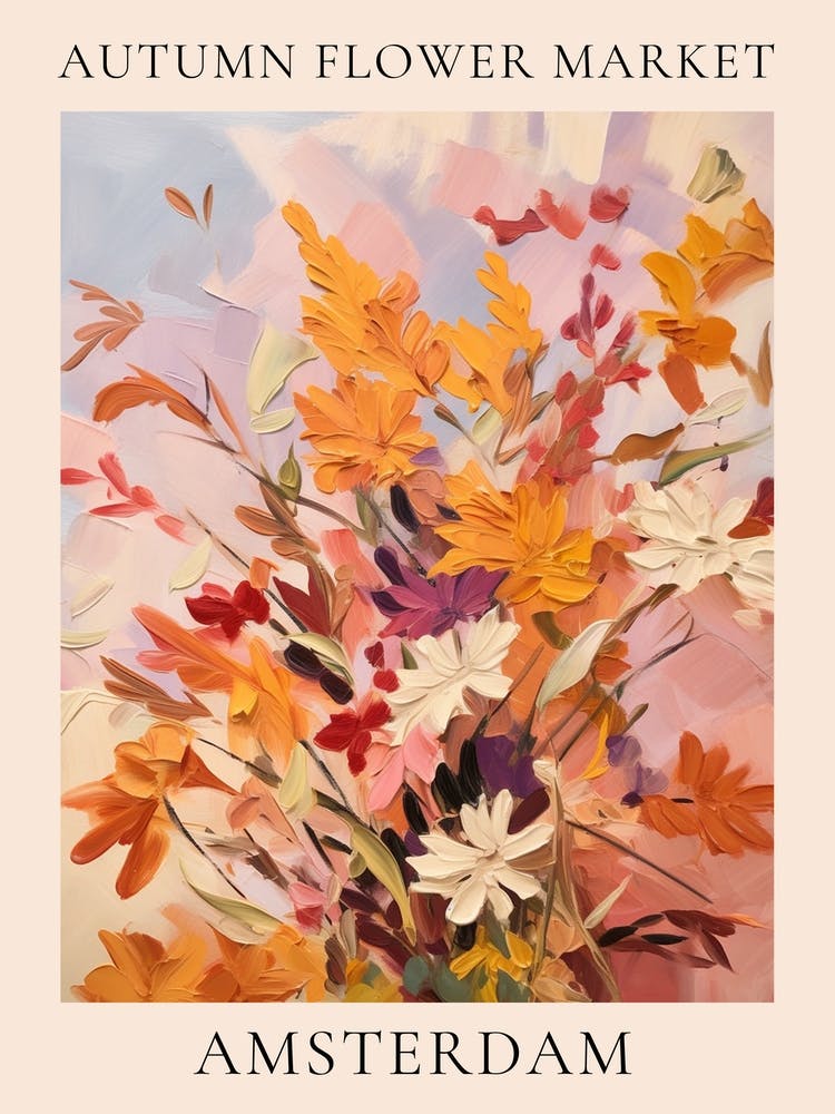 Autumn Flower Market Poster Amsterdam