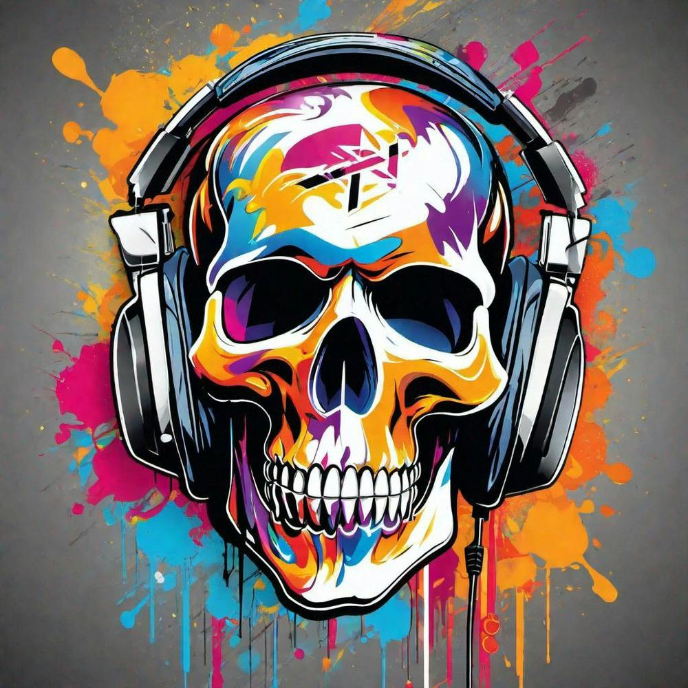 Crâne avec Casque Audio 5