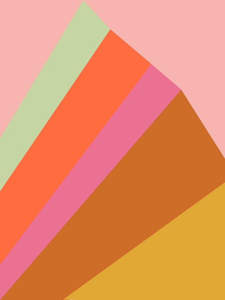 Retro Modern Geometric Rainbow in Pink and Mustard
