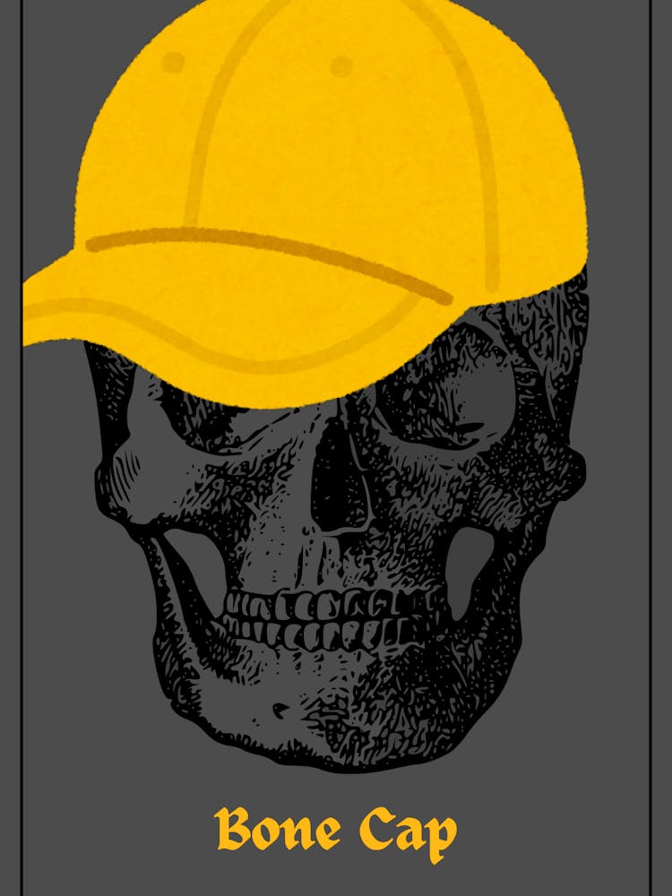 Crâne Humoristique avec Casquette Jaune