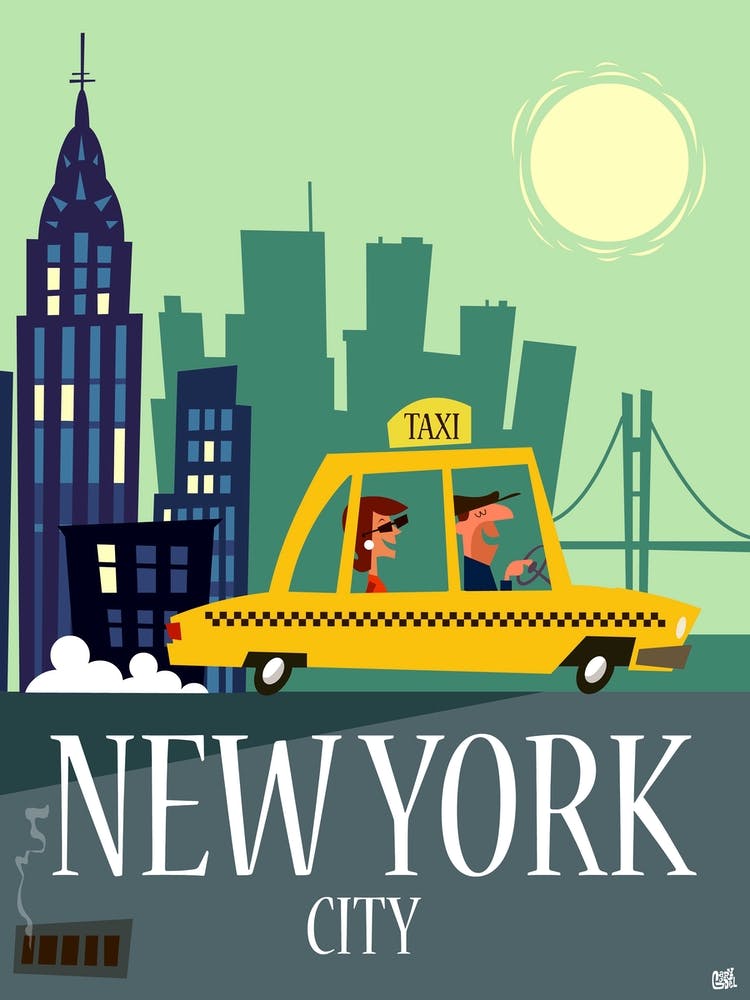 New York City Poster Green & Grey