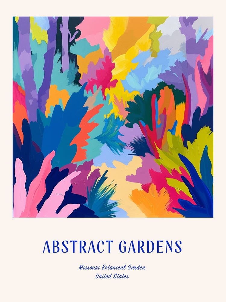 Colourful Gardens Missouri Botanical Garden Usa 4 Blue Poster
