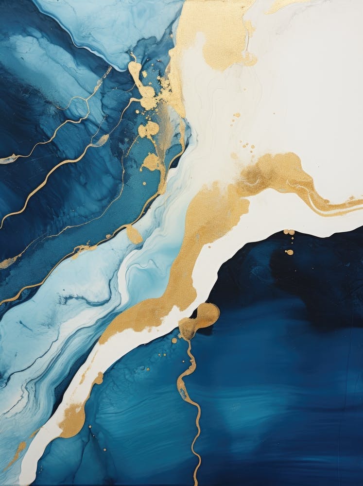 Blue Gold Abstract Painting 1