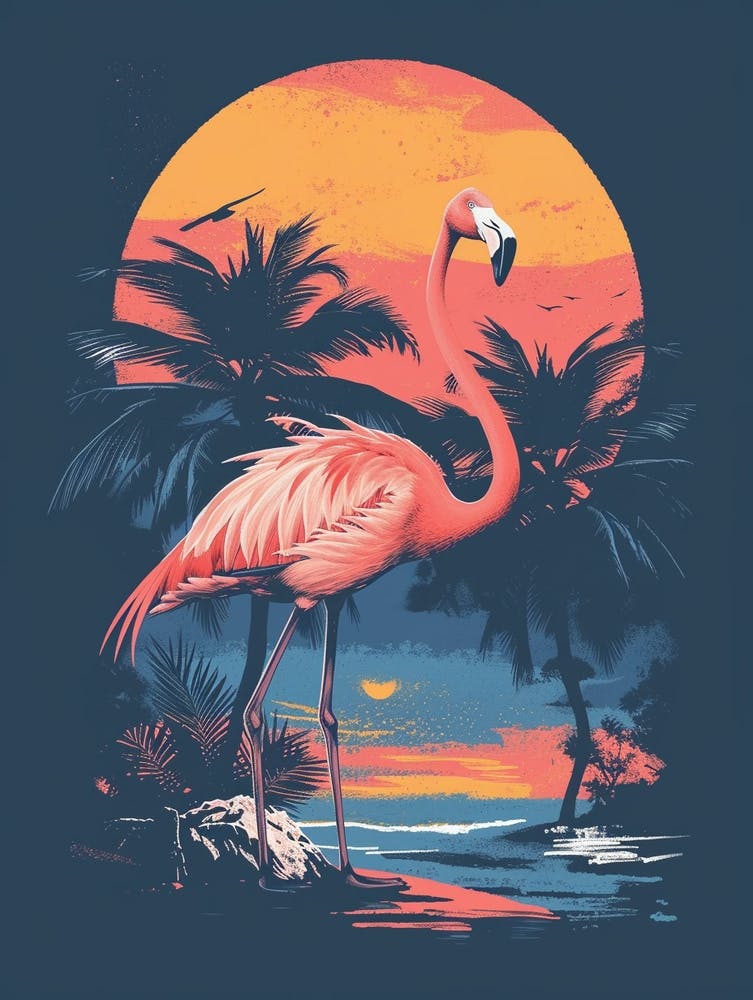 Greater Flamingo Tanzania Tropical Illustration 3