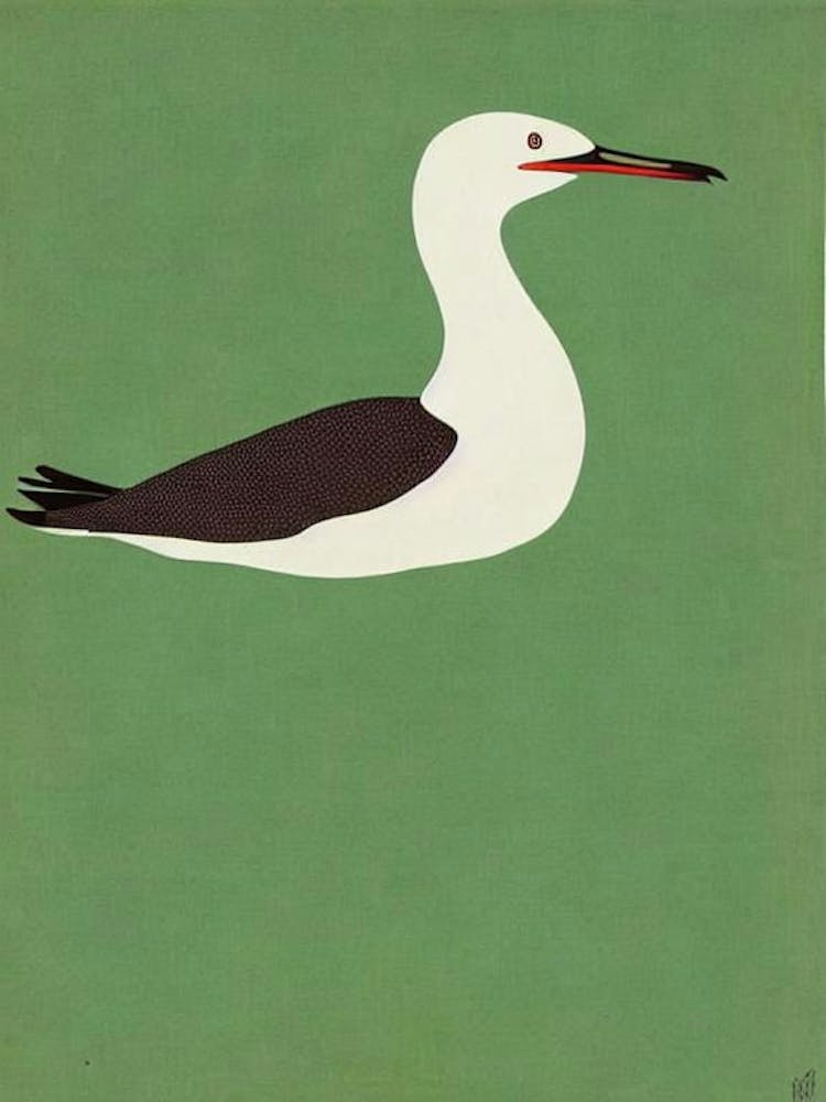Common Loon 2 Midcentury Illustration Bird