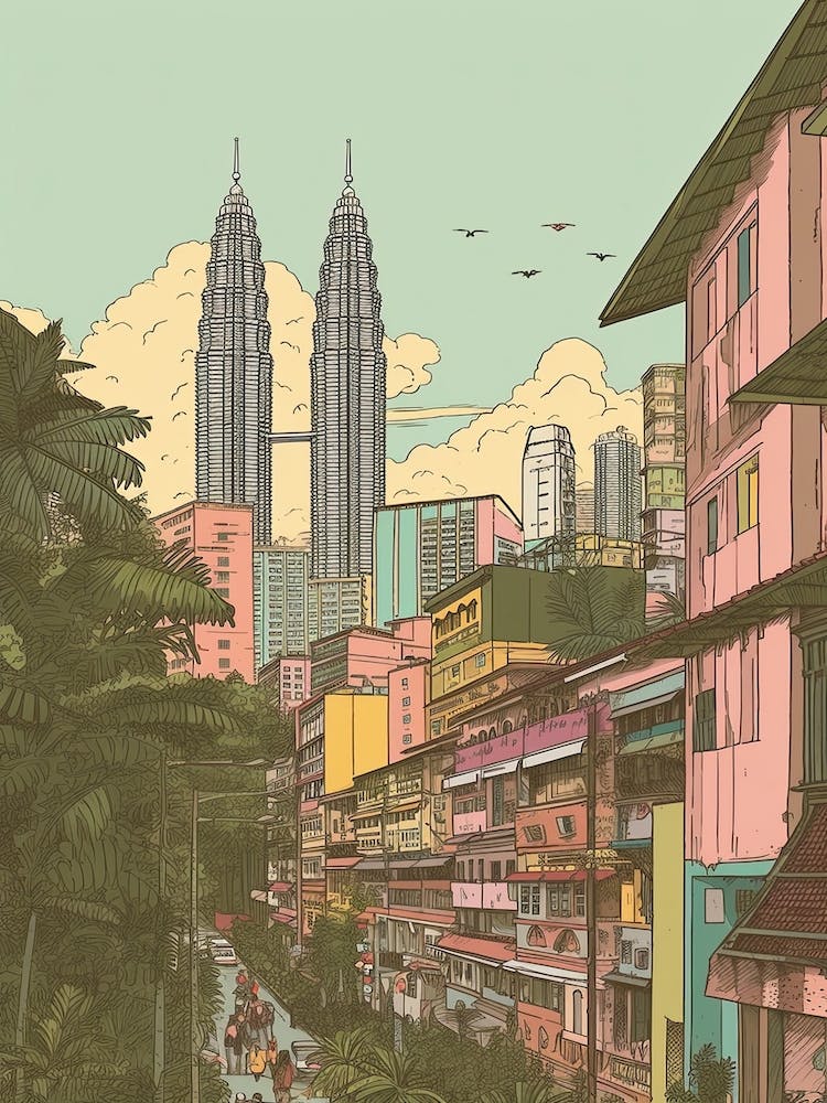 Kuala Lumpur Malaysia Travel Illustration 4