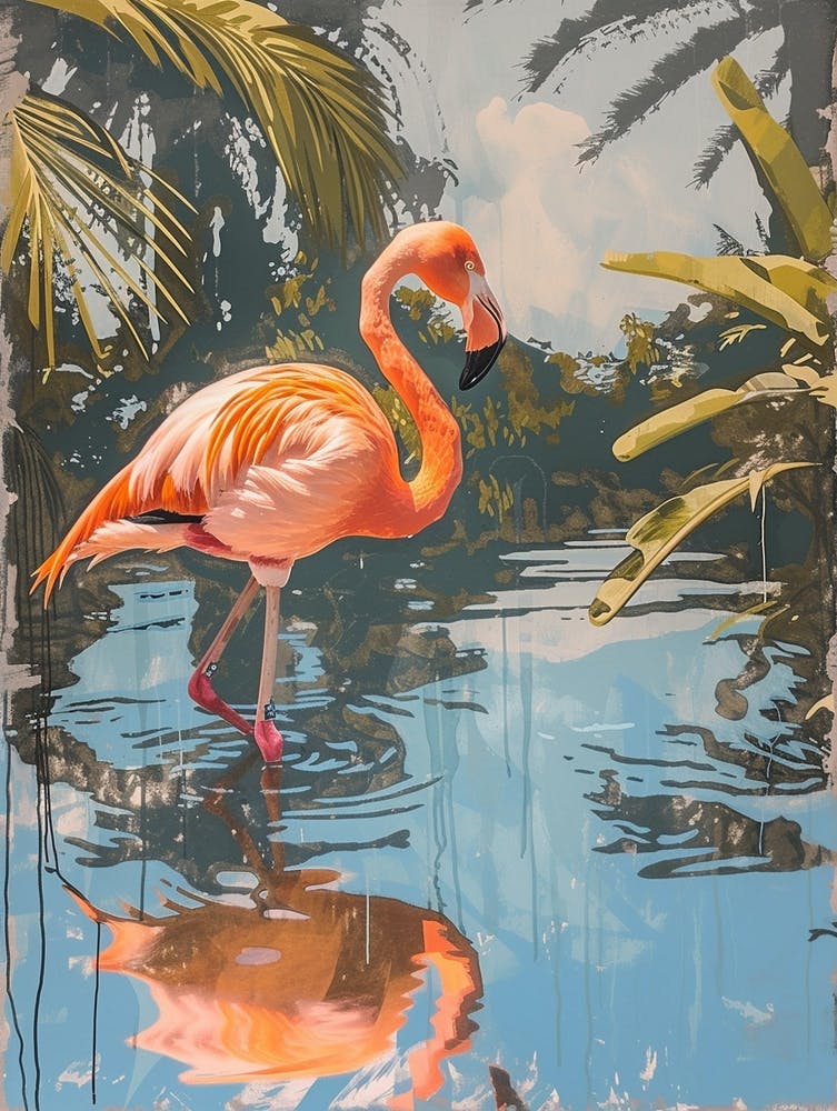 Greater Flamingo Greece Tropical Illustration 9