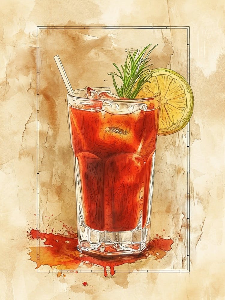 Bloody Mary Watercolour Inspired Cocktail 1