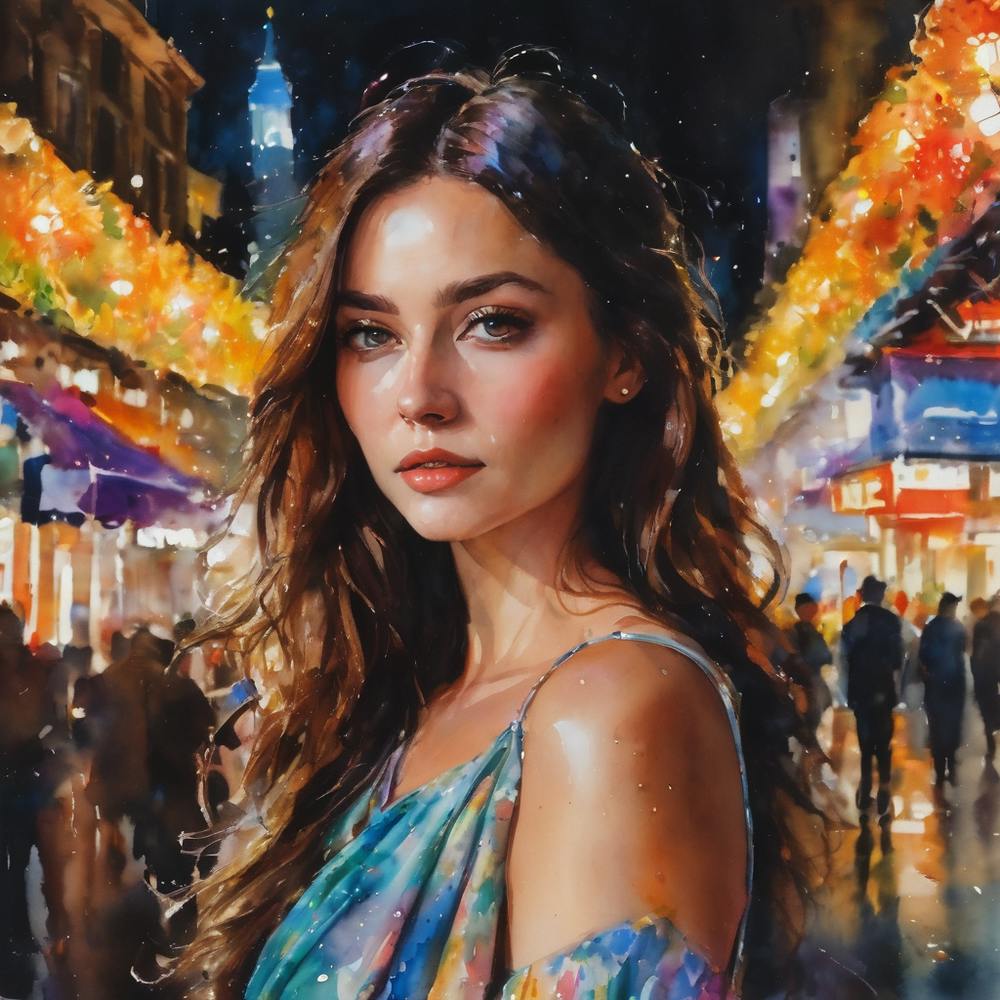 Bold women amidst lights.