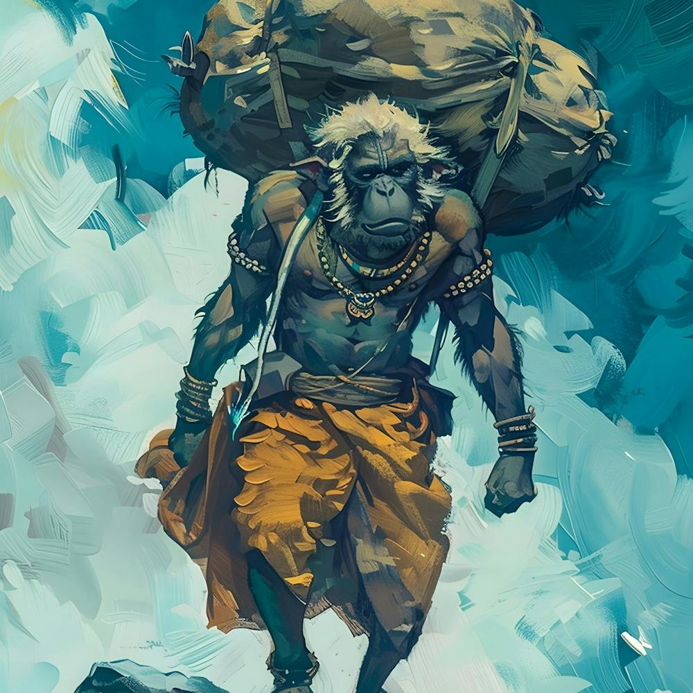 Monkey Carrying A Bag