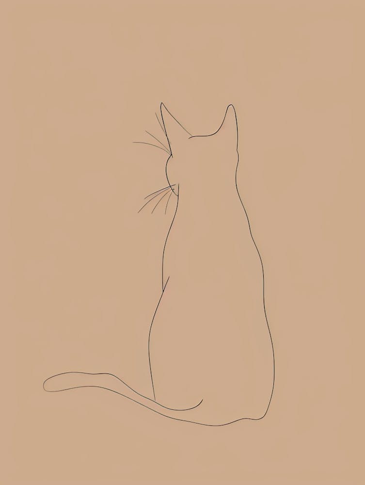 Cat Sitting - Boho, Line Art 6