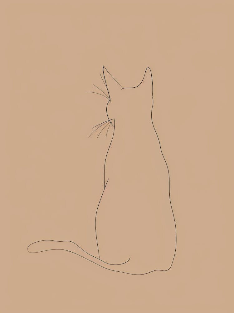 Cat Sitting - Boho, Line Art 6