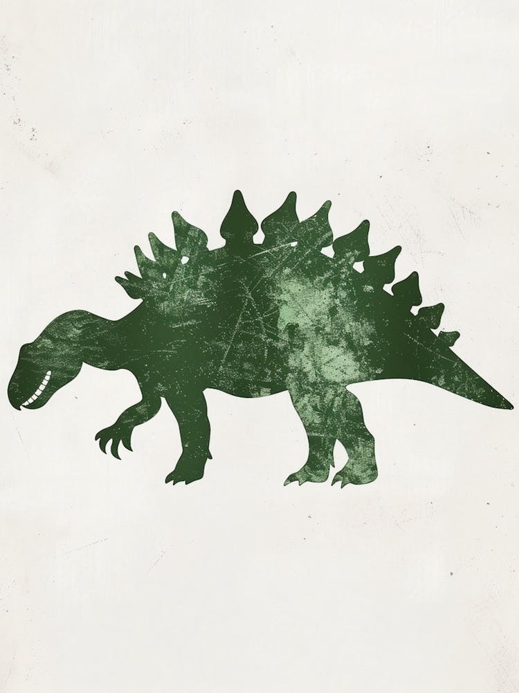 Green Stegosaurus Dinosaur Silhouette 2
