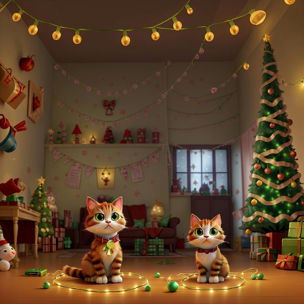 Lonely cats on Christmas
