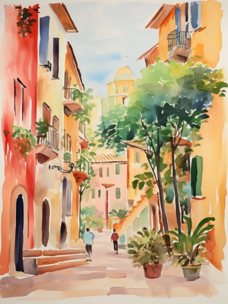 Rome, Italy Watercolour Streets 1