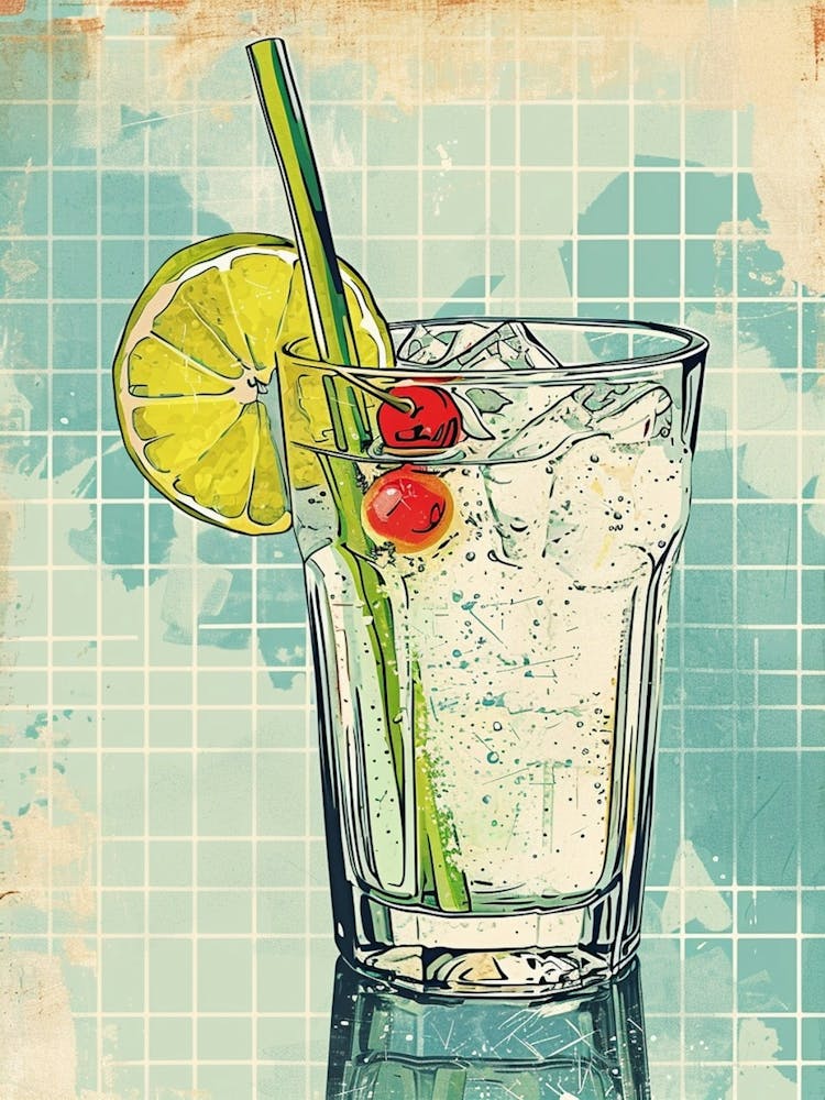 Gin & Tonic Illustration Geometric Background