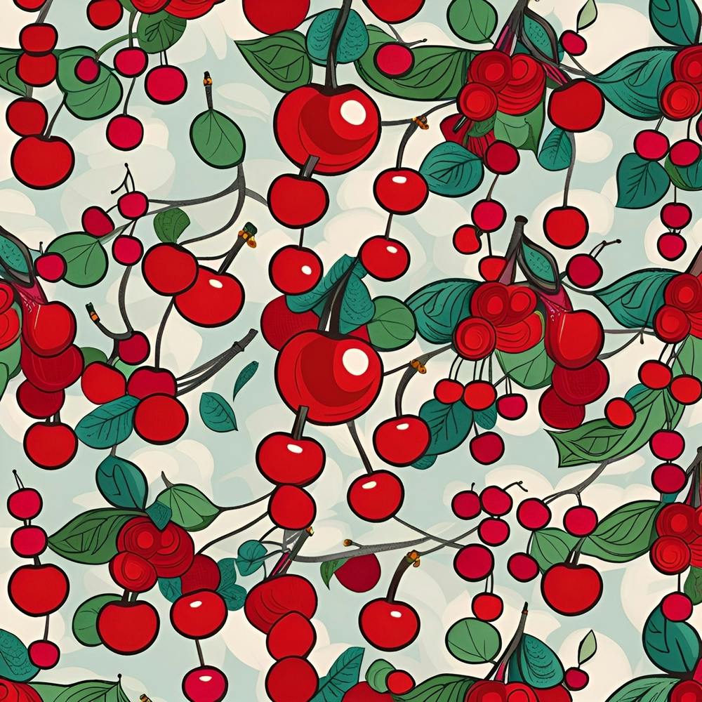 Seamless Pattern With Cherries